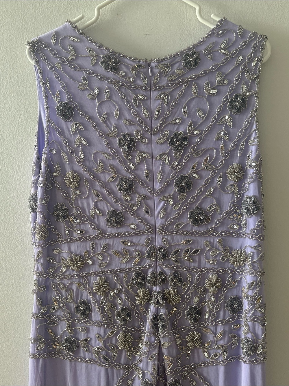 Vintage Style Lavender Beaded Evening Dress Size 16 - Picture 3 of 8